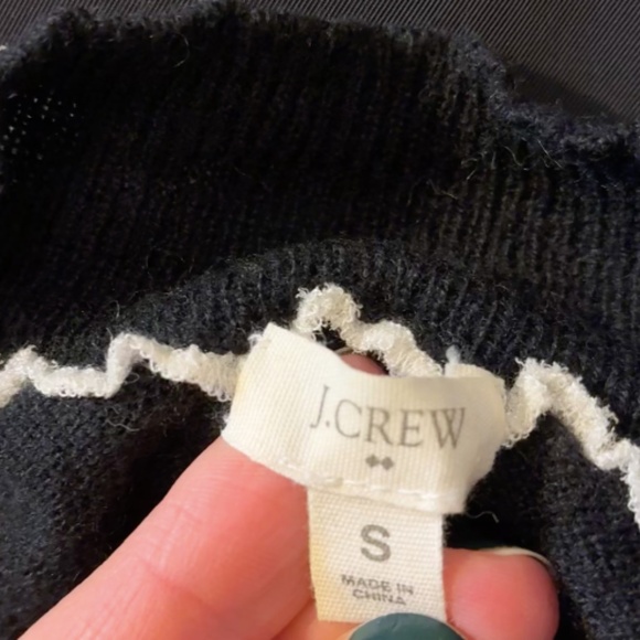 Women's J. Crew Black Quarter Sleeve Cardigan W/Ruffle detail, Wool Blend, Small - Picture 6 of 8